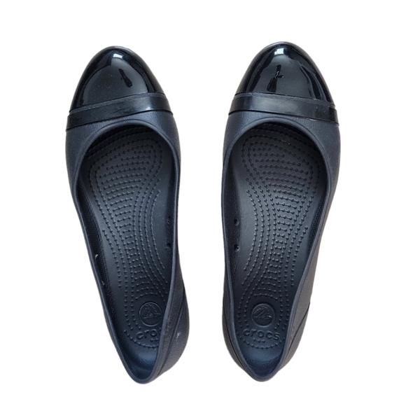 CROCS Womens Cap Toe Ballet Flats Black Comfort Slip On Lightweight Shoe Size 8. - Picture 4 of 8